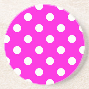 Polka dots magenta #FF00DC Zandsteen Onderzetter