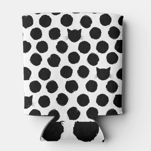 Polka Dots met Cat Faces: Speelse . Blikjeskoeler (Achterkant)