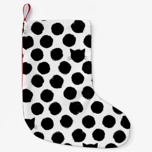 Polka Dots met Cat Faces: Speelse . Kleine Kerstsok