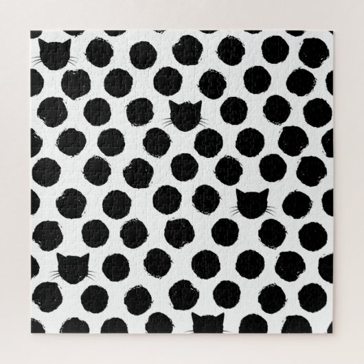 Polka Dots met Cat Faces: Speelse . Legpuzzel (Verticaal)