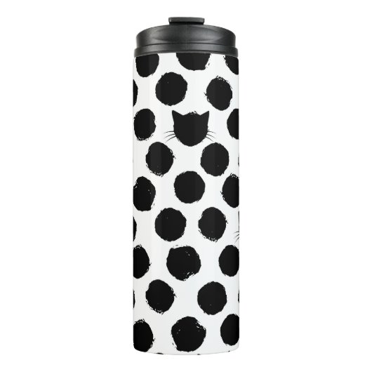 Polka Dots met Cat Faces: Speelse . Thermosbeker (Voorkant)
