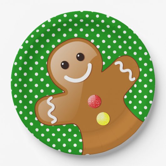 Polka Dots met Gingerbrood Man Papieren Bordje (Voorkant)