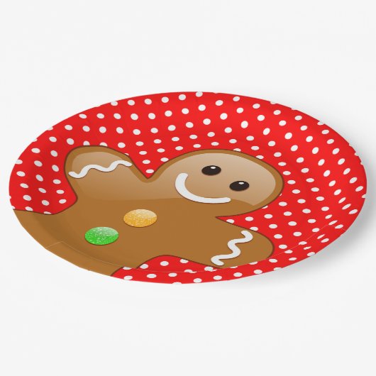 Polka Dots met Gingerbrood Man Papieren Bordje (Gekanteld)