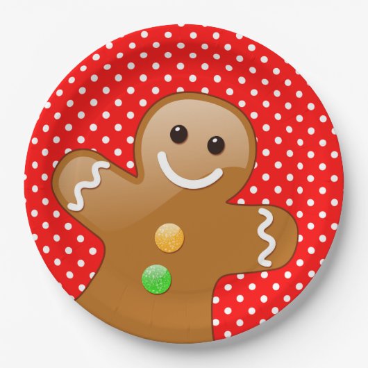Polka Dots met Gingerbrood Man Papieren Bordje (Voorkant)