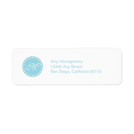 Polka Dots met Monogram label -aqua (Voorkant)
