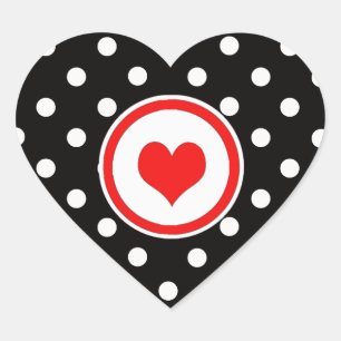 Polka Dots met rood hart Hart Sticker