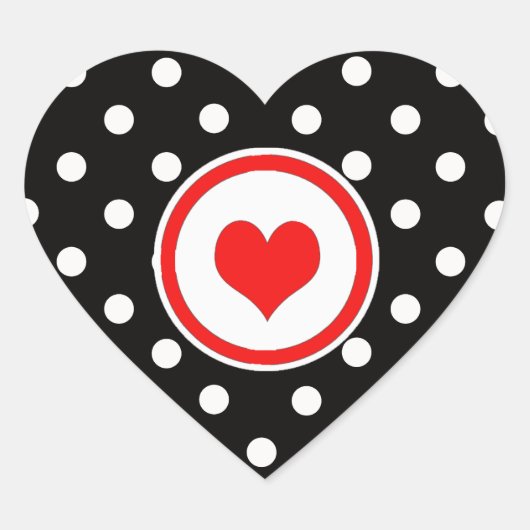 Polka Dots met rood hart Hart Sticker (Voorkant)