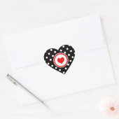 Polka Dots met rood hart Hart Sticker (Envelop)
