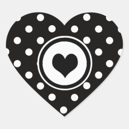 Polka Dots met zwart hart Hart Sticker