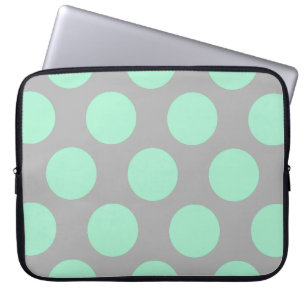 Polka Dots Mint en Grijze laptophoes Laptop Sleeve