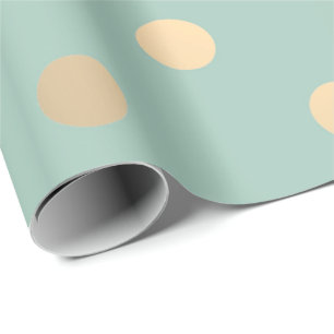 Polka Dots Mint Green Pastel Foxier Gold Ivory Cadeaupapier