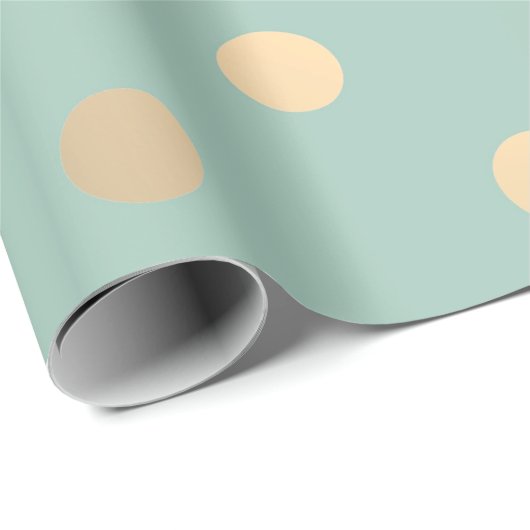 Polka Dots Mint Green Pastel Foxier Gold Ivory Cadeaupapier (Rol Hoek)