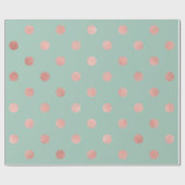 Polka Dots Mint Green Pastel Gold Roos Cadeaupapier (Vlak)