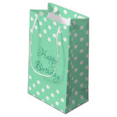 Polka Dots Mint Groen Rustiek Gelukkige Verjaardag Klein Cadeauzakje (Achterkant Gekanteld)