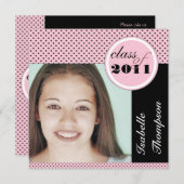  Polka Dots Modern Graduation Party Kaart (Voorkant / Achterkant)