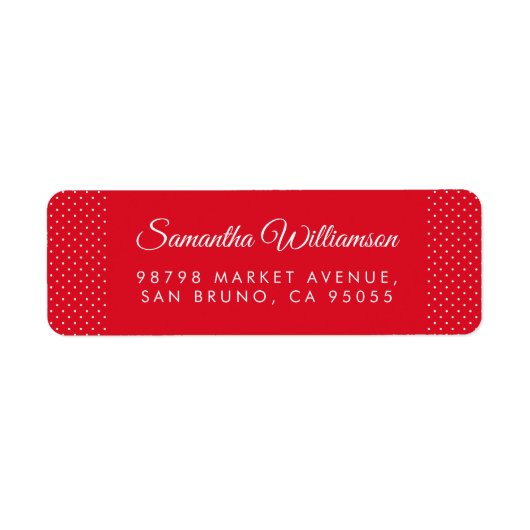 Polka dots & Moderne Typografie Rood Adres Etiket (Voorkant)