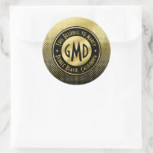 Polka Dots Monogram Gouden Glitter Zwart Modern Ronde Sticker (Tas)