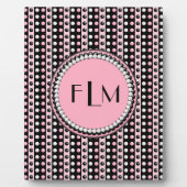 Polka dots n Stripes Monogram Plaque Fotoplaat (Voorkant)