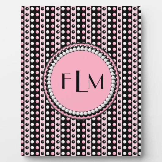 Polka dots n Stripes Monogram Plaque Fotoplaat (Voorkant)