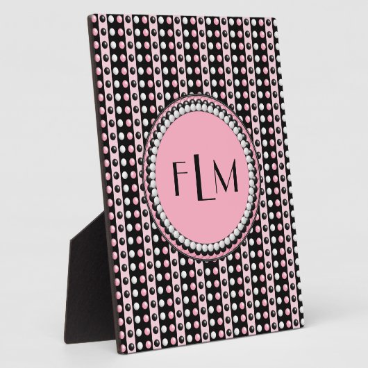 Polka dots n Stripes Monogram Plaque Fotoplaat (Zijkant)