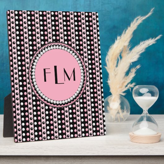 Polka dots n Stripes Monogram Plaque Fotoplaat (Zijkant)