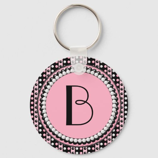 Polka dots n Stripes Monogrammed Sleutelhanger (Voorkant)