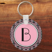 Polka dots n Stripes Monogrammed Sleutelhanger (Voorkant)