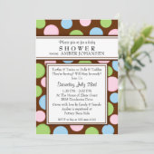 Polka Dots Neutrale Baby shower Uitnodiging (Staand voorkant)