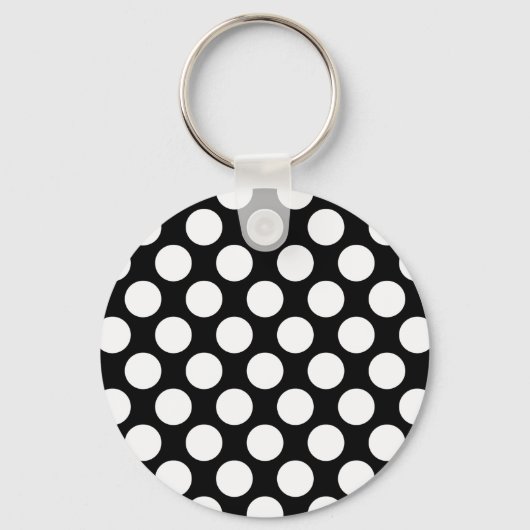 Polka Dots on Black Sleutelhanger (Voorkant)