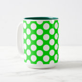 Polka Dots on Green Tweekleurige Koffiemok (Voorkant links)