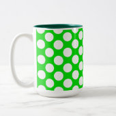 Polka Dots on Green Tweekleurige Koffiemok (Links)