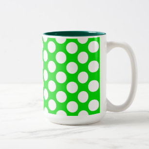 Polka Dots on Green Tweekleurige Koffiemok