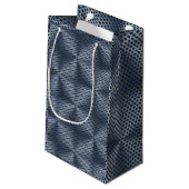 Polka Dots on Metal Bord 01x4 DBlue BG Klein Cadeauzakje (Achterkant Gekanteld)