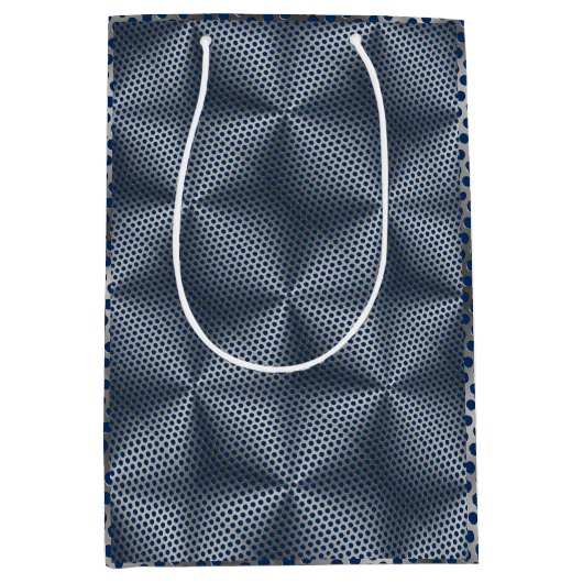 Polka Dots on Metal Bord 01x4 DBlue BG Medium Cadeauzakje (Voorkant)