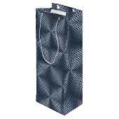 Polka Dots on Metal Bord 01x4 DBlue BG Wijn Cadeautas (Achterkant Gekanteld)