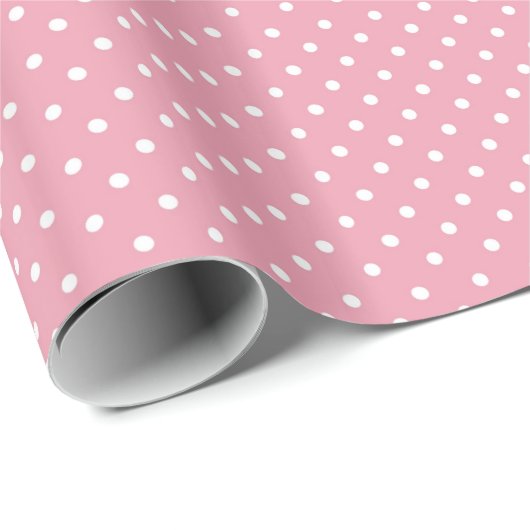 Polka Dots on Pink Pattern Cadeaupapier (Rol Hoek)