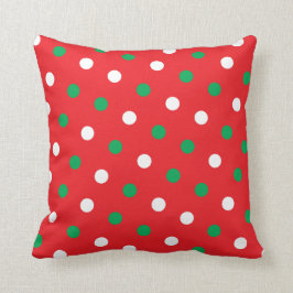 Polka Dots on Red Kerstmis Throw Cushion Kussen