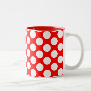 Polka Dots on Red Tweekleurige Koffiemok