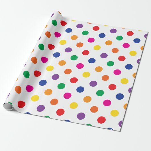 Polka Dots on White Cadeaupapier (Uitgerold)