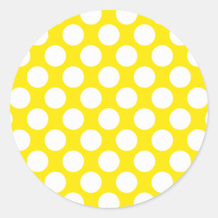 Polka Dots on Yellow Ronde Sticker