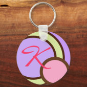 Polka Dots - Paars - Monogram sleutelhanger (Voorkant)