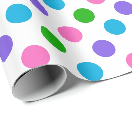Polka Dots (Paars, roze, blauw en groen) Cadeaupapier (Rol Hoek)