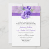 Polka Dots & Paarse bloemen bruiloft Kaart (Voorkant)