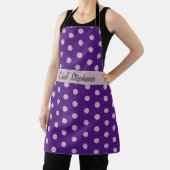 Polka Dots Paarse Jouw naam hier Schort (Insitu)