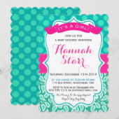 Polka Dots & Paisley Baby shower Invitation Kaart (Voorkant / Achterkant)