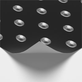 Polka Dots Parels Zwart Zilver Grijs 3D Effect Cadeaupapier