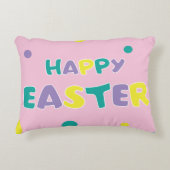 Polka Dots Pastel Pink Happy Easter Accent Kussen (Voorkant)