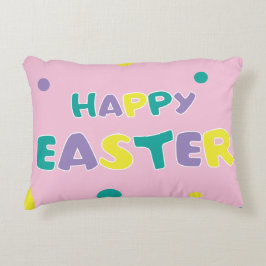 Polka Dots Pastel Pink Happy Easter Accent Kussen