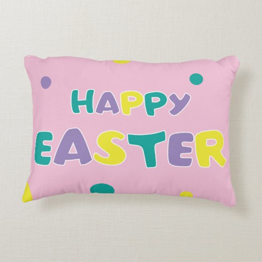 Polka Dots Pastel Pink Happy Easter Accent Kussen (Achterkant)