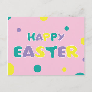 Polka Dots Pastel Pink Happy Easter Feestdagenkaart